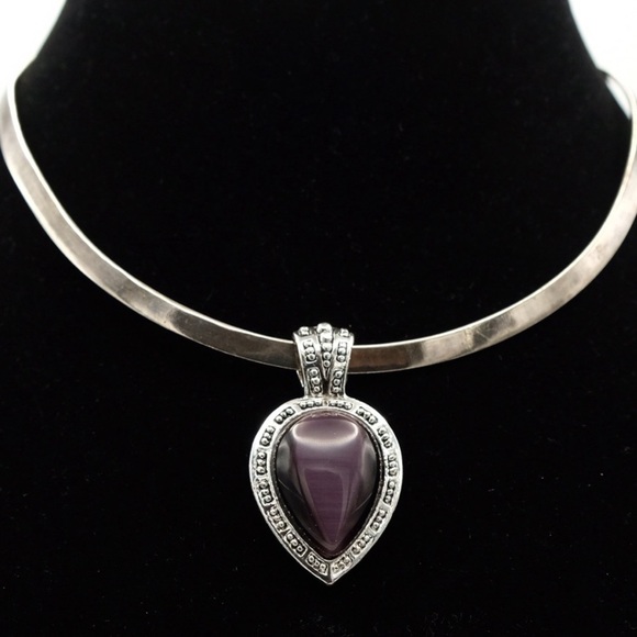 Stunningly Intricate Amethyst Purple Faux Tiger’s Eye Silver tone inverse - Picture 14 of 14
